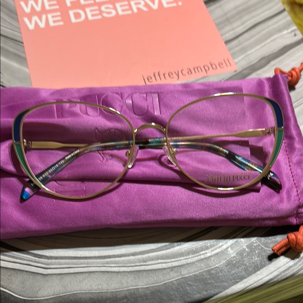 Emilio Pucci Gold and Purple Cat-Eye Glasses